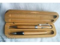 Сувенир дървен, подаръчен комплект химикалка - "Водстрой 98"