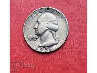 САЩ-1/4 долар 1956-Филаделфия-сребърна и пробита