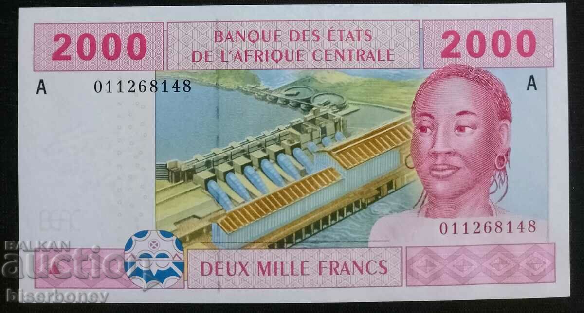 2000 франка Габон, централно африкански щати UNC, 2000 г.