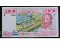 2000 франка Габон, централно африкански щати UNC, 2000 г.