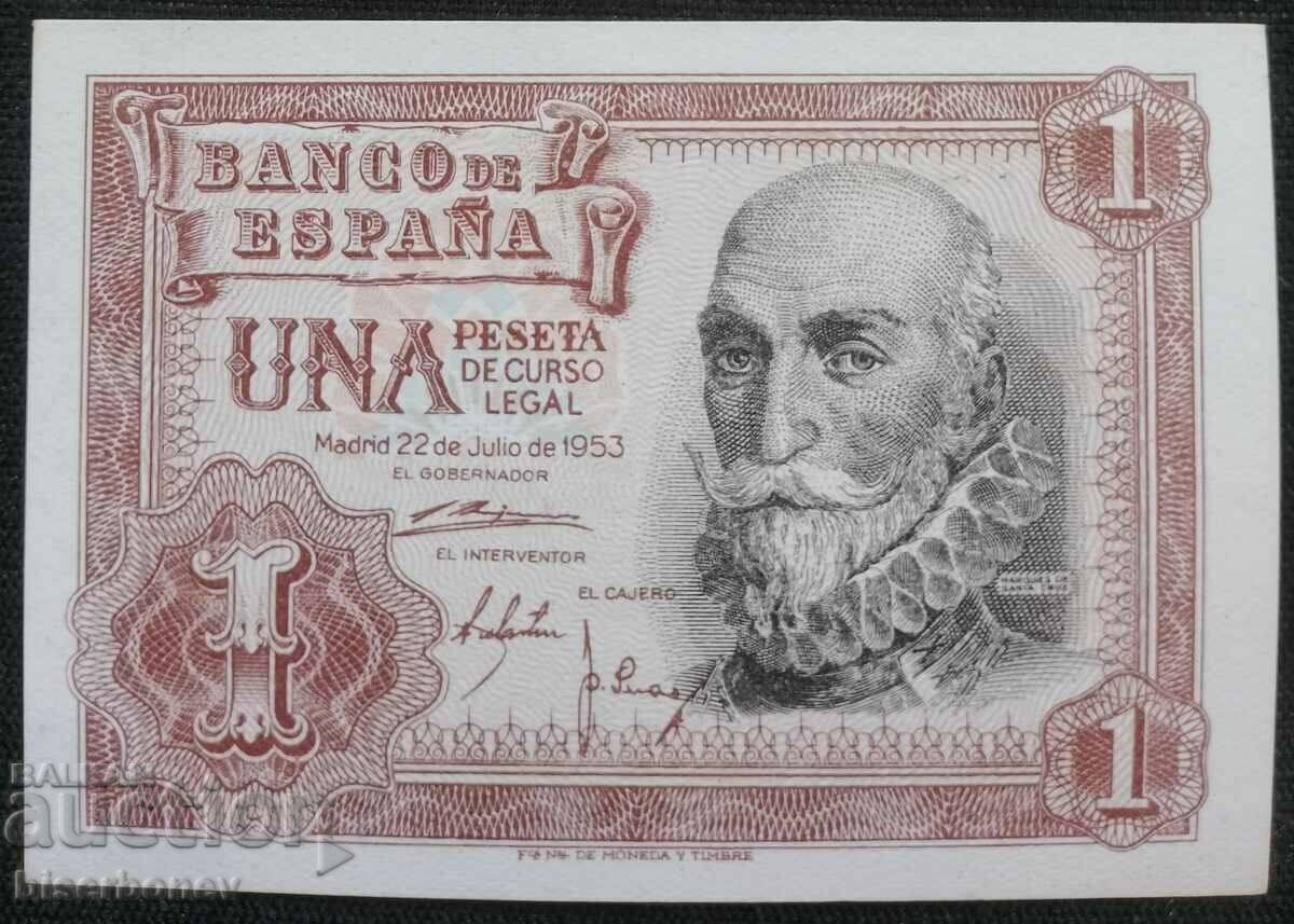 1 πεσέτα Ισπανία, 1 πεσέτα Ισπανία, UNC, 1953