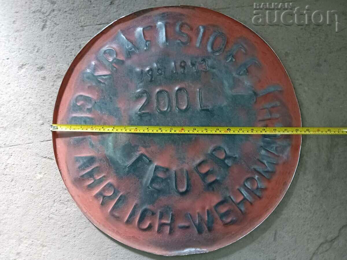 bottom of 200 liter fuel drum Wehrmacht 1943 WW2 WWII with price 231.00 BGN | € 118.11
