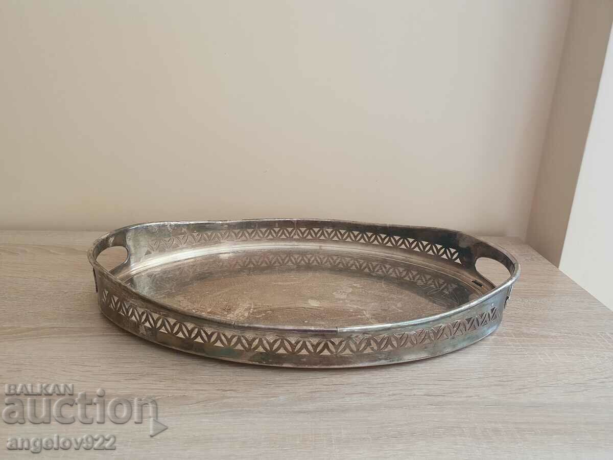 Deep Silver Plated Metal Tray!