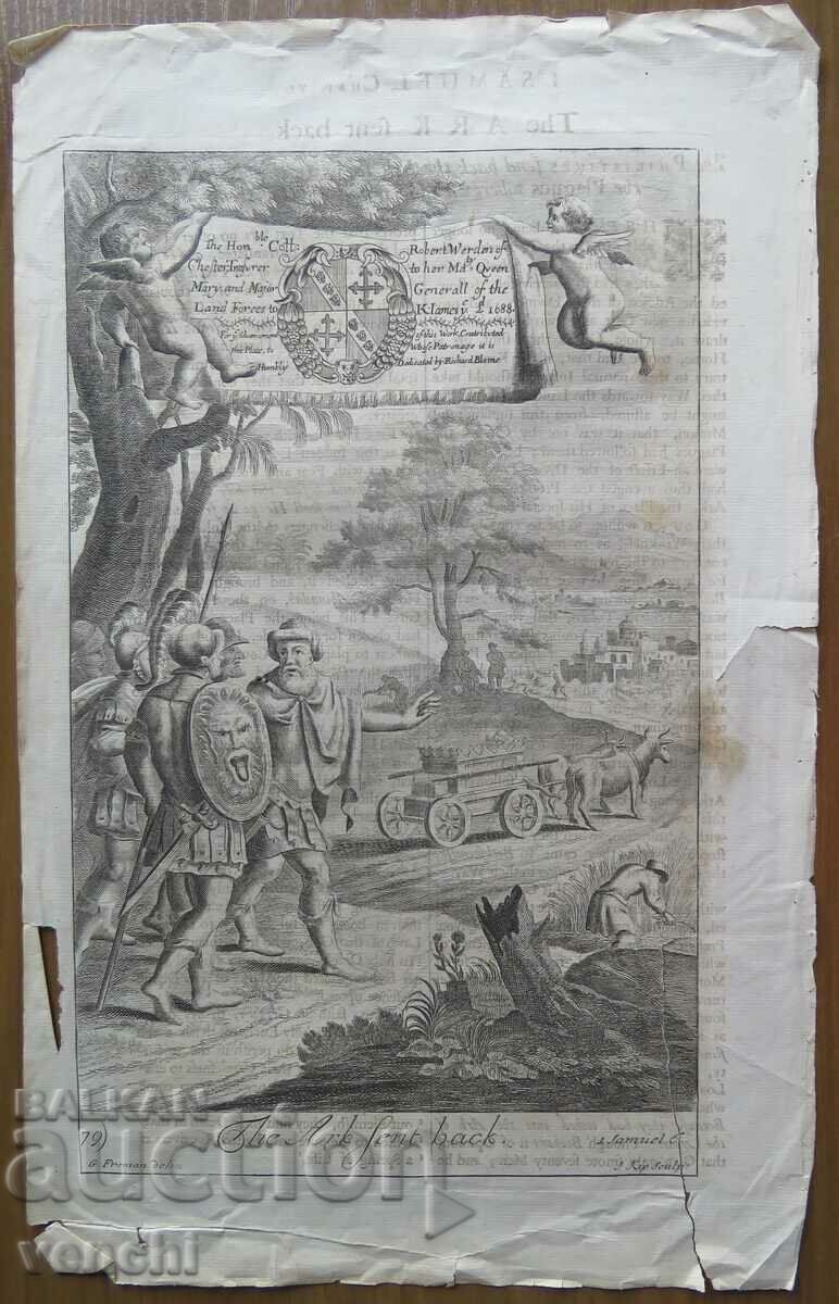 1701 - GRAVURĂ - Chivotul este trimis înapoi - ORIGINAL 1701 - GRAVURĂ - Chivotul este trimis înapoi - ORIGINAL
