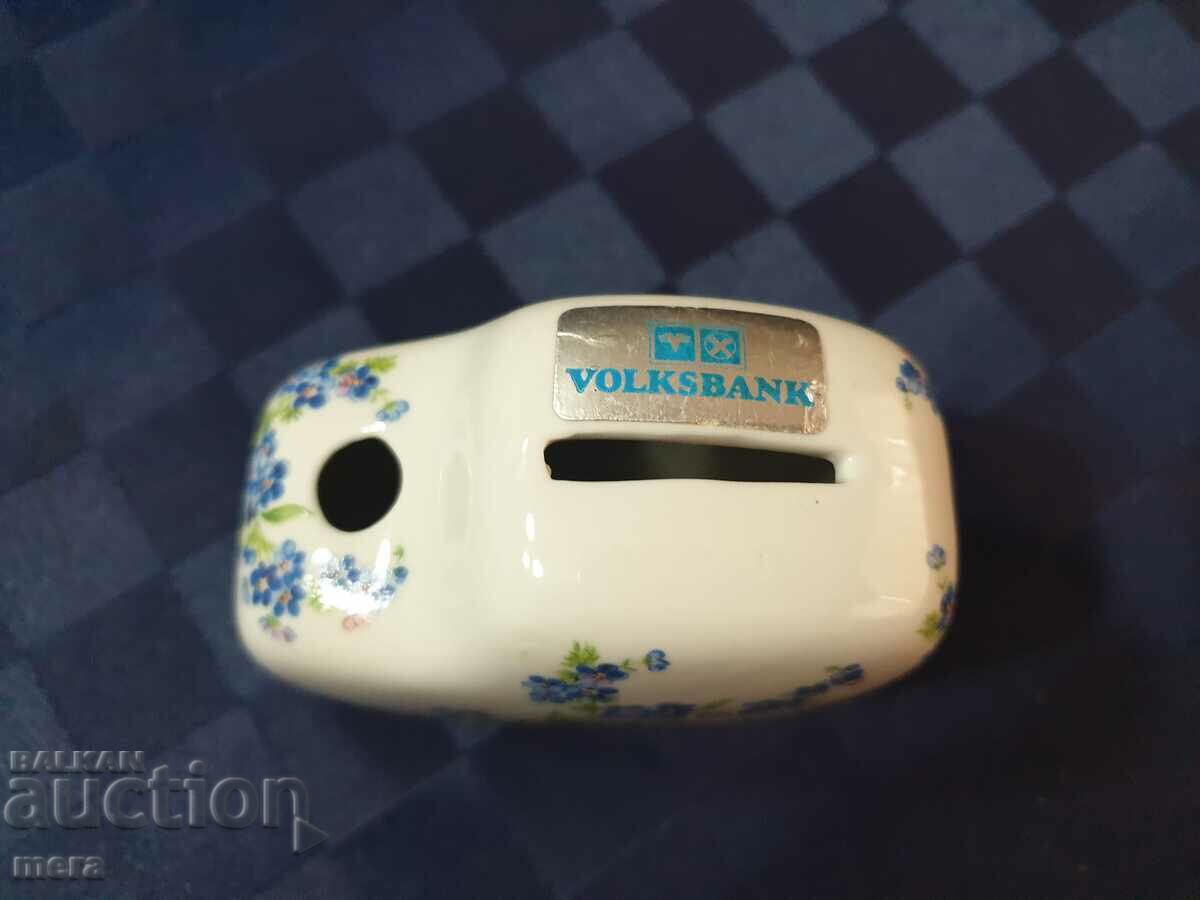 Auction Porcelain German advertising piggy bank Auction Porcelain German advertising piggy bank