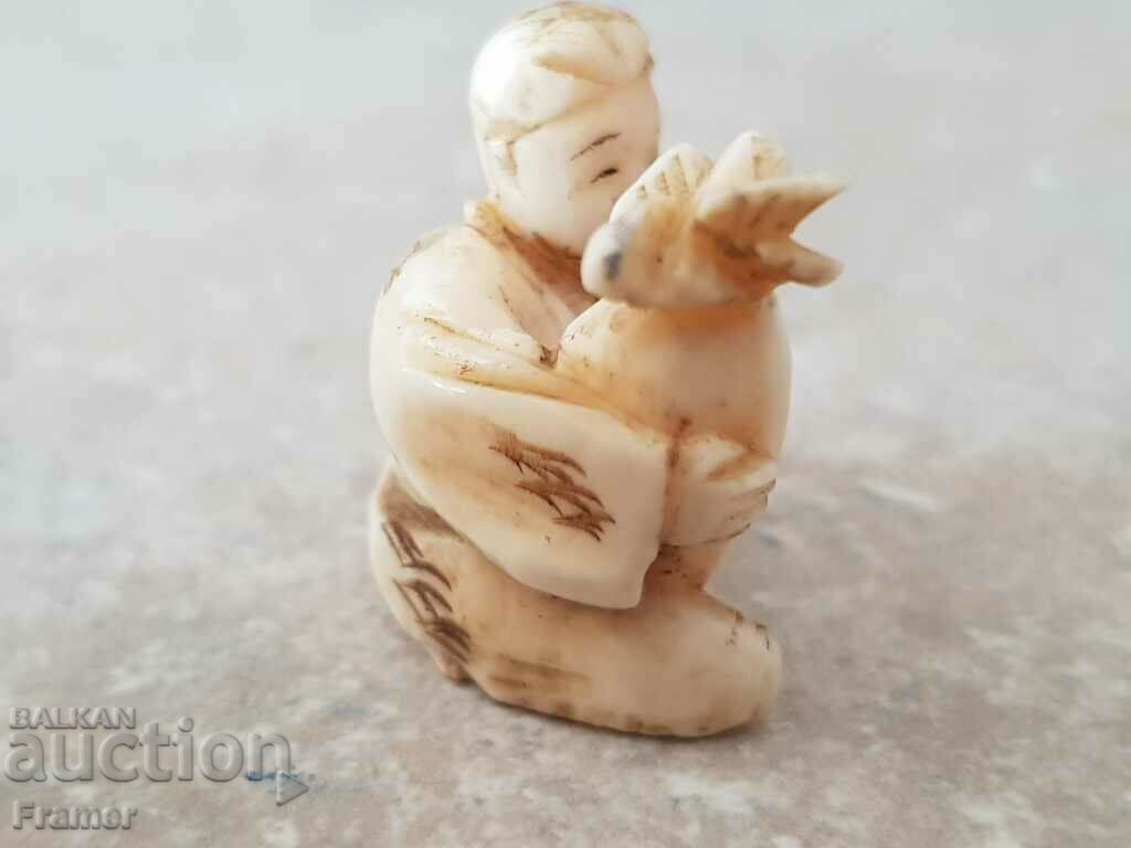 Auction JAPAN Netsuke NETZKE IVORY CARVING PEASANT WITH TURP 19c Auction JAPAN Netsuke NETZKE IVORY CARVING PEASANT WITH TURP 19c