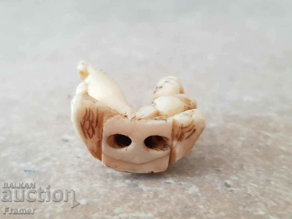 ЯПОНИЯ Нетсуке НЕЦКЕ РЕЗБА В СЛОНОВА КОСТ СЕЛЯНИН С РЯПА 19в - 6