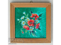 Watercolor painting Bouquet with poppies Elka T. after 2000 frame 17/17