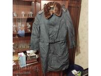 Ρετρό γούνινο παλτό NM Kapitan με δερμάτινη φόδρα