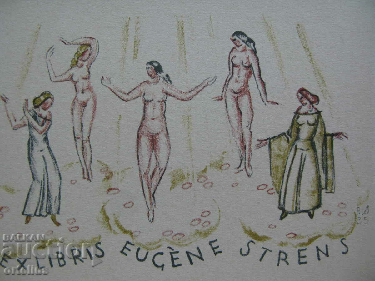 Bookplate Erotic Eugène Strens ORIGINAL