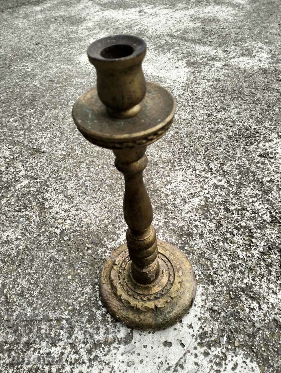 Antique wooden candle holder