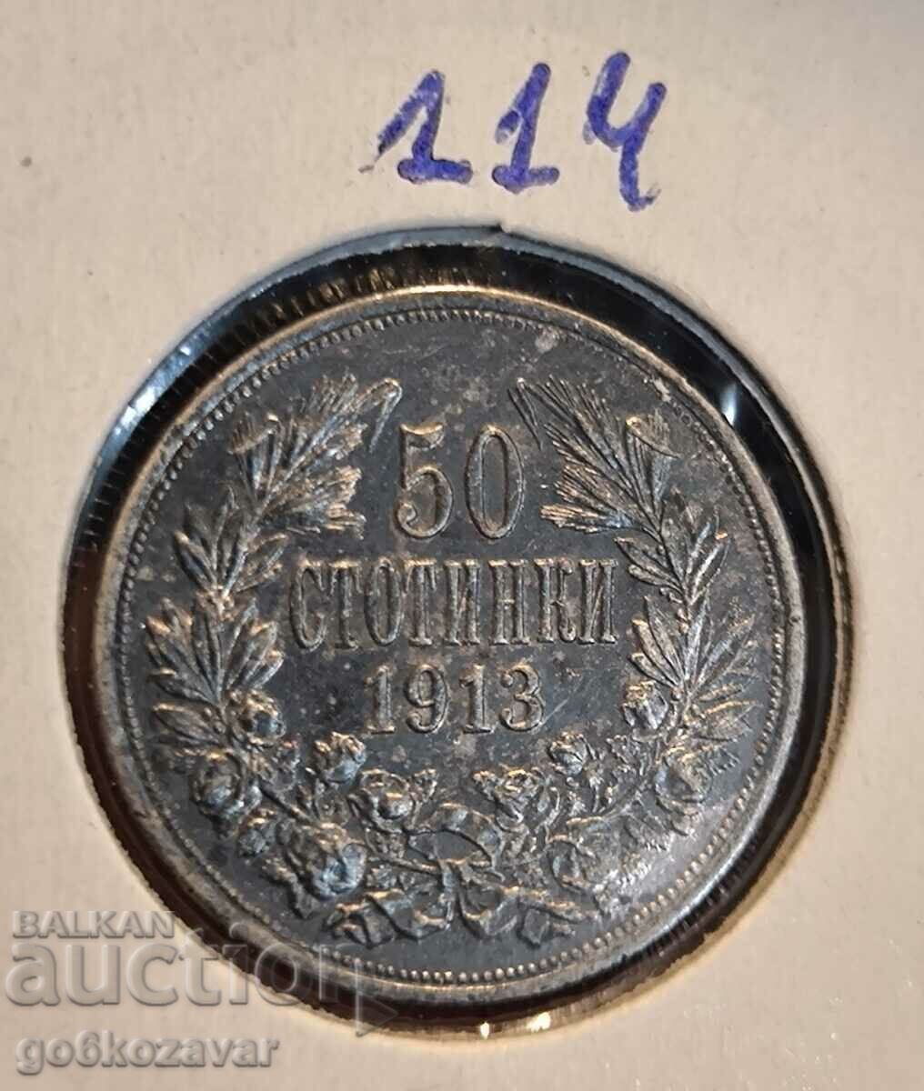 Bulgaria 50 de cenți 1913 Argint! Colectie!