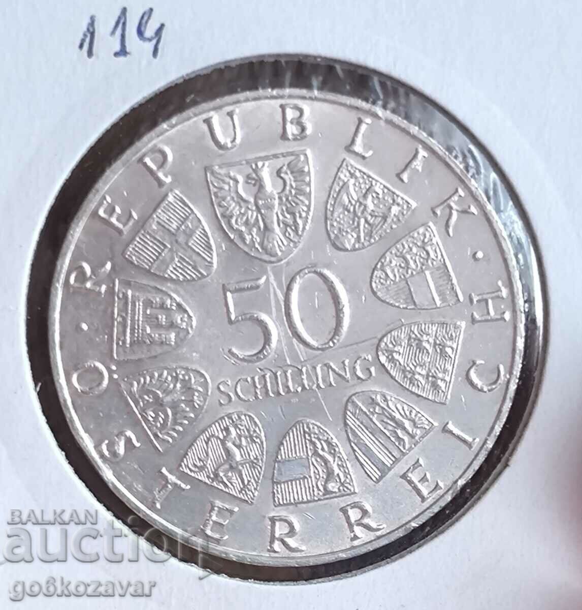 Австрия 50 шилинга 1971г Сребро 0,900