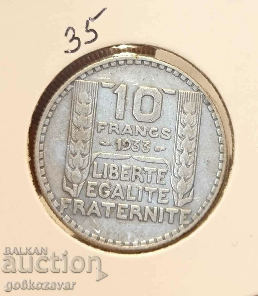 France 10 Francs 1933 Silver!