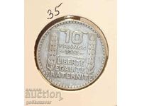 France 10 Francs 1933 Silver!