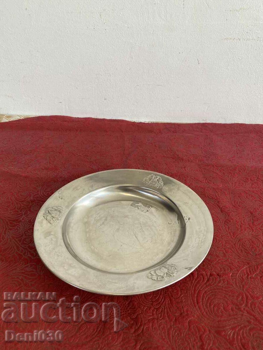 Old silver plate with markings