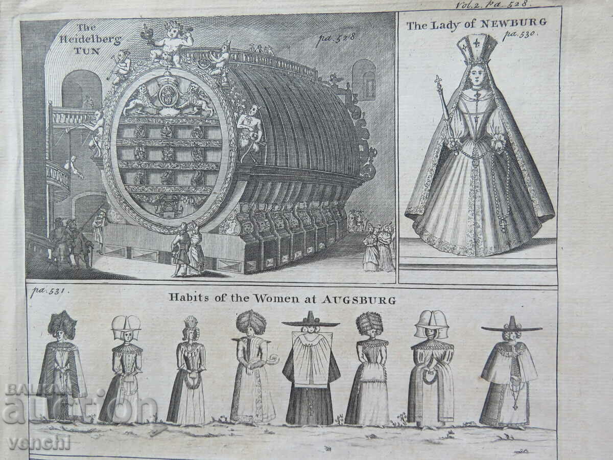 1744 - ENGRAVING - Scenes from Venice and Heidelberg - ORIGINAL with price 89.99 BGN | € 46.01 1744 - ENGRAVING - Scenes from Venice and Heidelberg - ORIGINAL with price 89.99 BGN | € 46.01