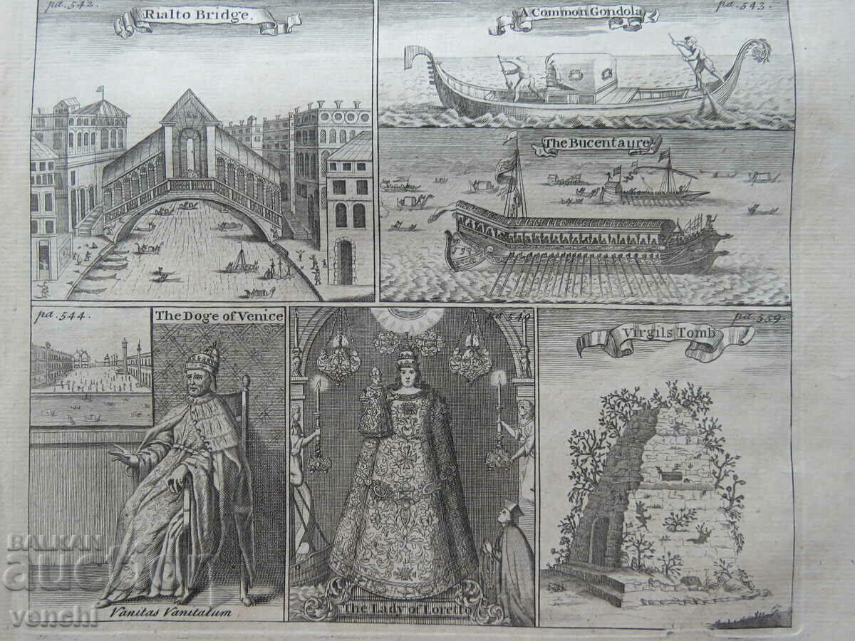Auction 1744 - ENGRAVING - Scenes from Venice and Heidelberg - ORIGINAL Auction 1744 - ENGRAVING - Scenes from Venice and Heidelberg - ORIGINAL
