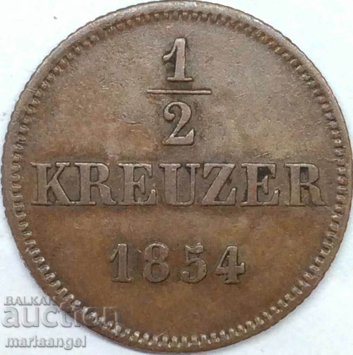 1/2 Kreuzer 1854 Bavaria Germania Orașul Munchen