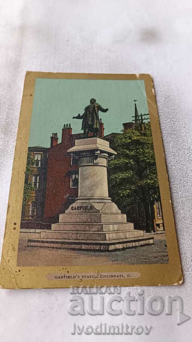 Postcard Cincinnati Garfield's Statue