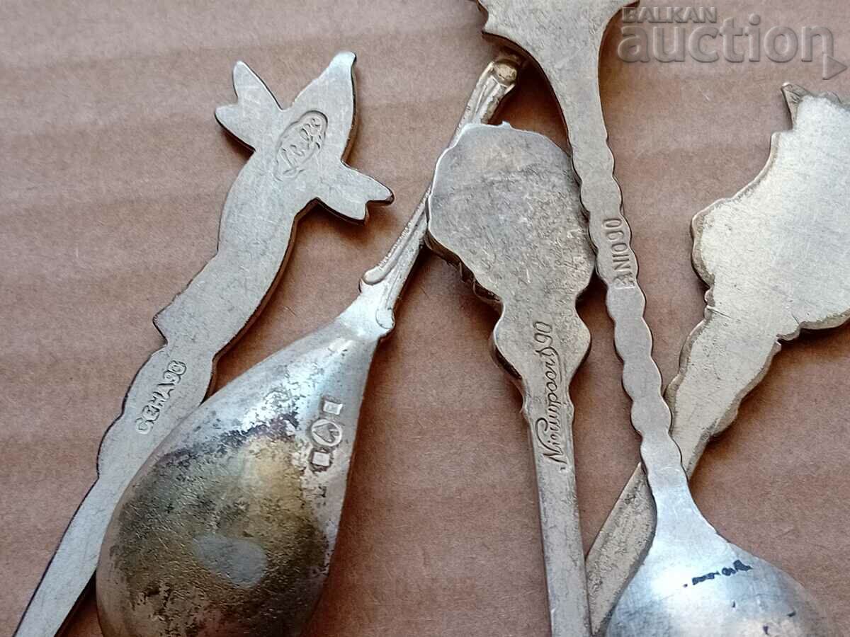 antique European silver plated spoons lot - 7 antique European silver plated spoons lot - 7