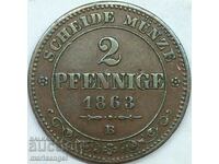 2 пфенига 1863 Саксония Германия