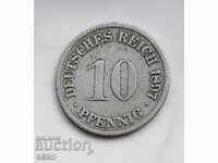 Germania-10 Pfennig 1897 G-Karlsruhe-foarte rar
