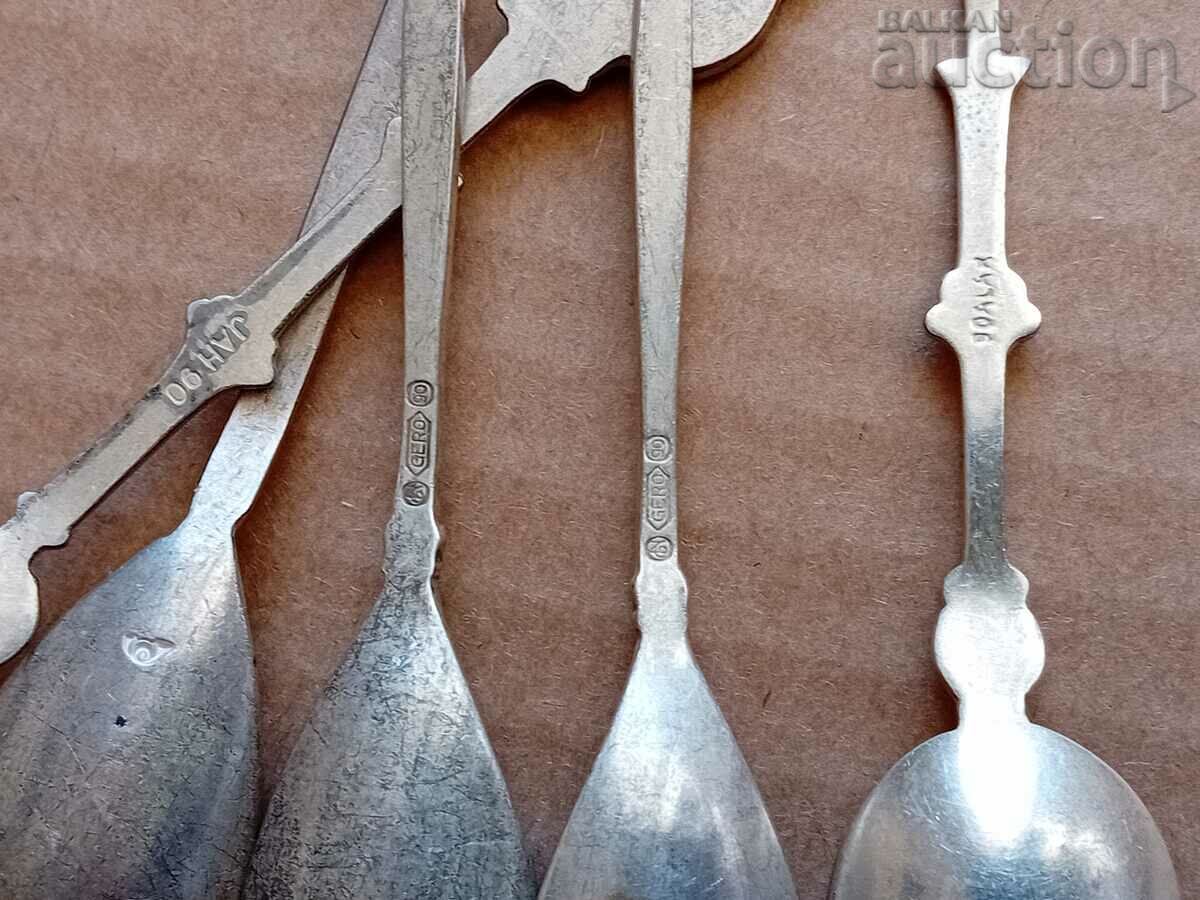 antique European silver plated spoons lot - 5 antique European silver plated spoons lot - 5