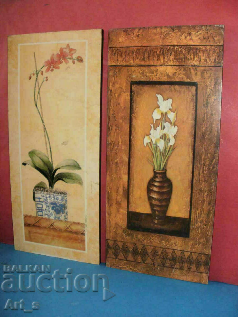 Two panels for decoration with flowers - color print on board with price 19.99 BGN | € 10.22 Two panels for decoration with flowers - color print on board with price 19.99 BGN | € 10.22