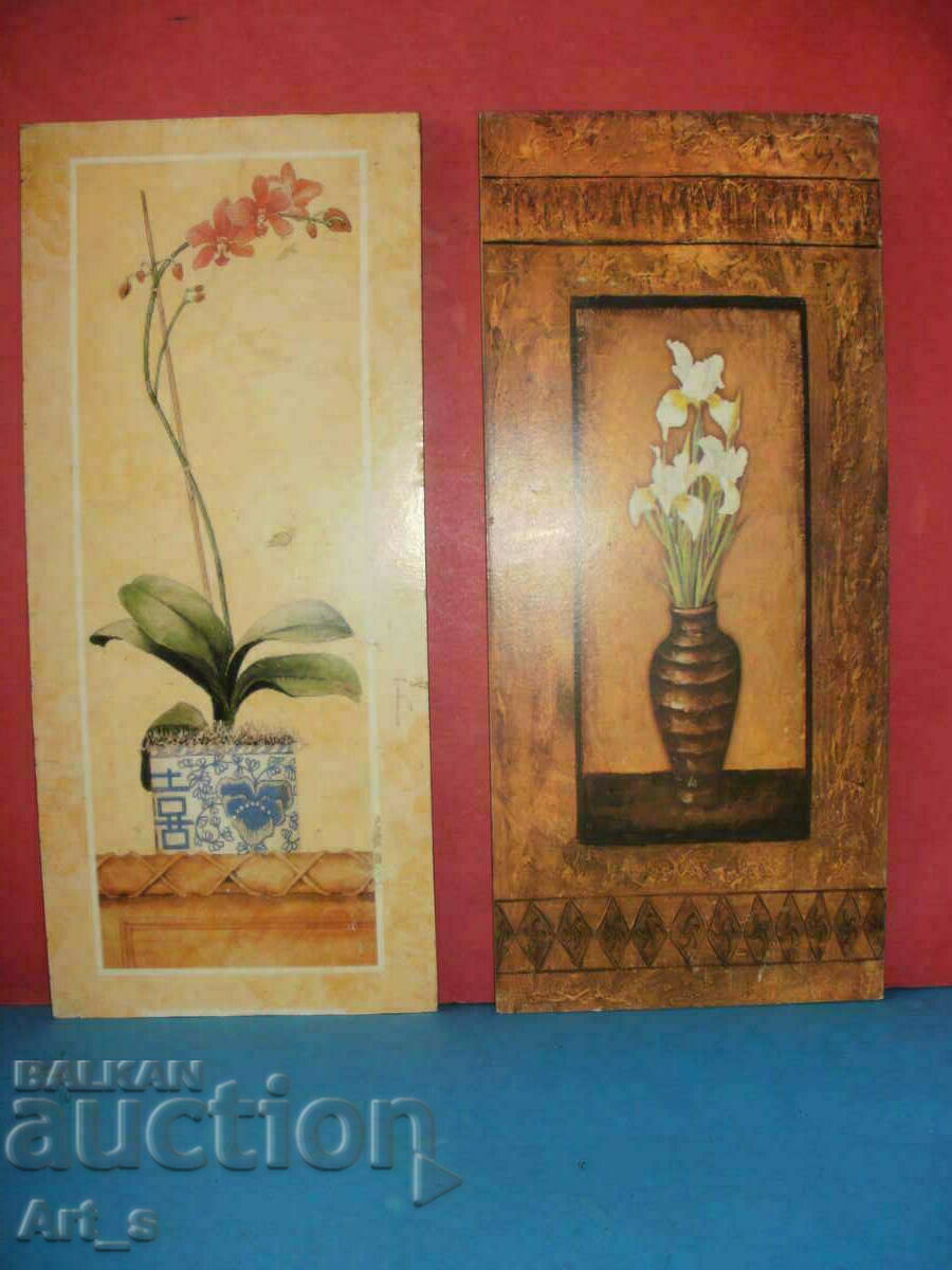 Two panels for decoration with flowers - color print on board - 6 Two panels for decoration with flowers - color print on board - 6