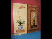 Two panels for decoration with flowers - color print on board