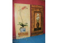 Two panels for decoration with flowers - color print on board