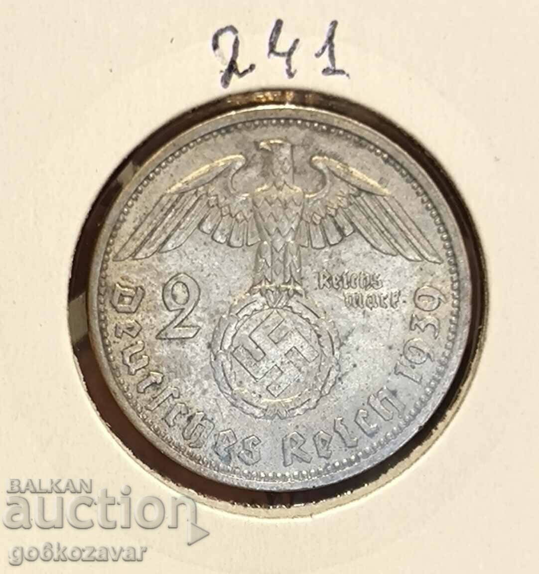 Германия трети райх 2 марки 1939г Сребро !