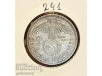 Германия трети райх 2 марки 1939г Сребро !