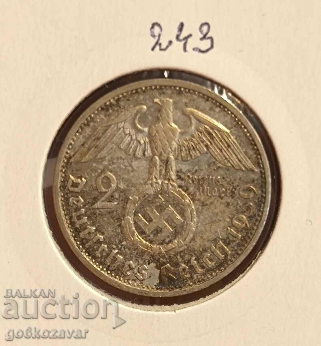 Germania Al Treilea Reich 2 timbre 1939 Argint! Germania Al Treilea Reich 2 timbre 1939 Argint!