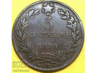 5 чентесими 1895 Италия Умберто 1 бронз - рядка