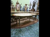 O masă încântătoare din onix din bronz belgian antic