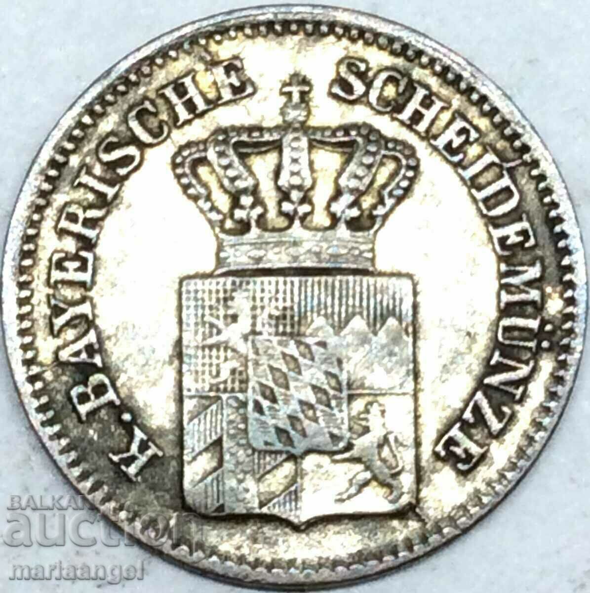 1 Kreuzer 1859 Bavaria Germany silver