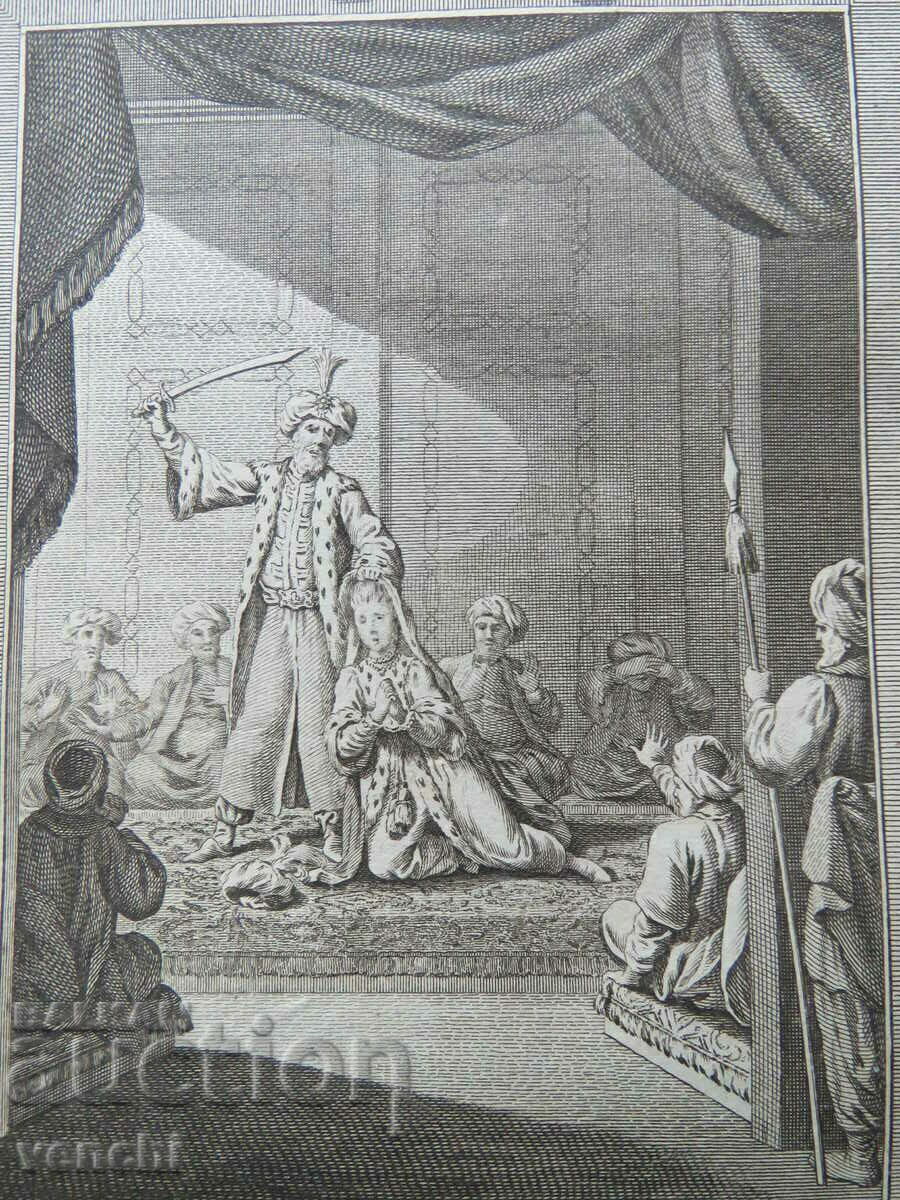 Licitație 1789 - GRAVURĂ - Mahomed execută Sfânta Irina - ORIGINAL