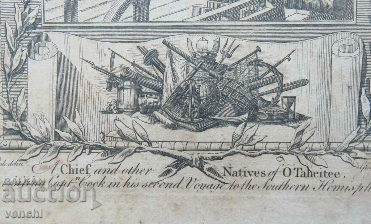 Delivery of 1786 - ENGRAVING - CAPTAIN COOK, TAHITI - ORIGINAL +