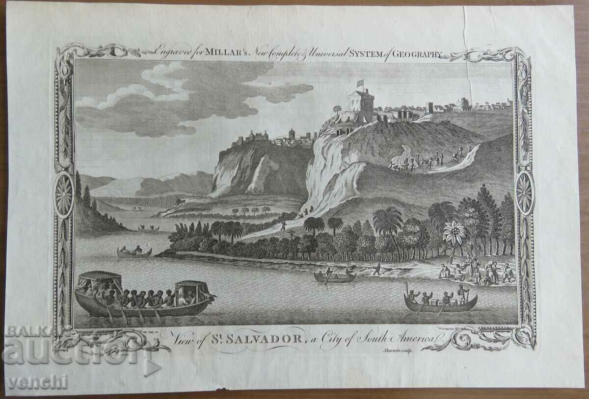1782 - ГРАВЮРА - САЛВАДОР, ЮЖНА АМЕРИКА - ОРИГИНАЛ