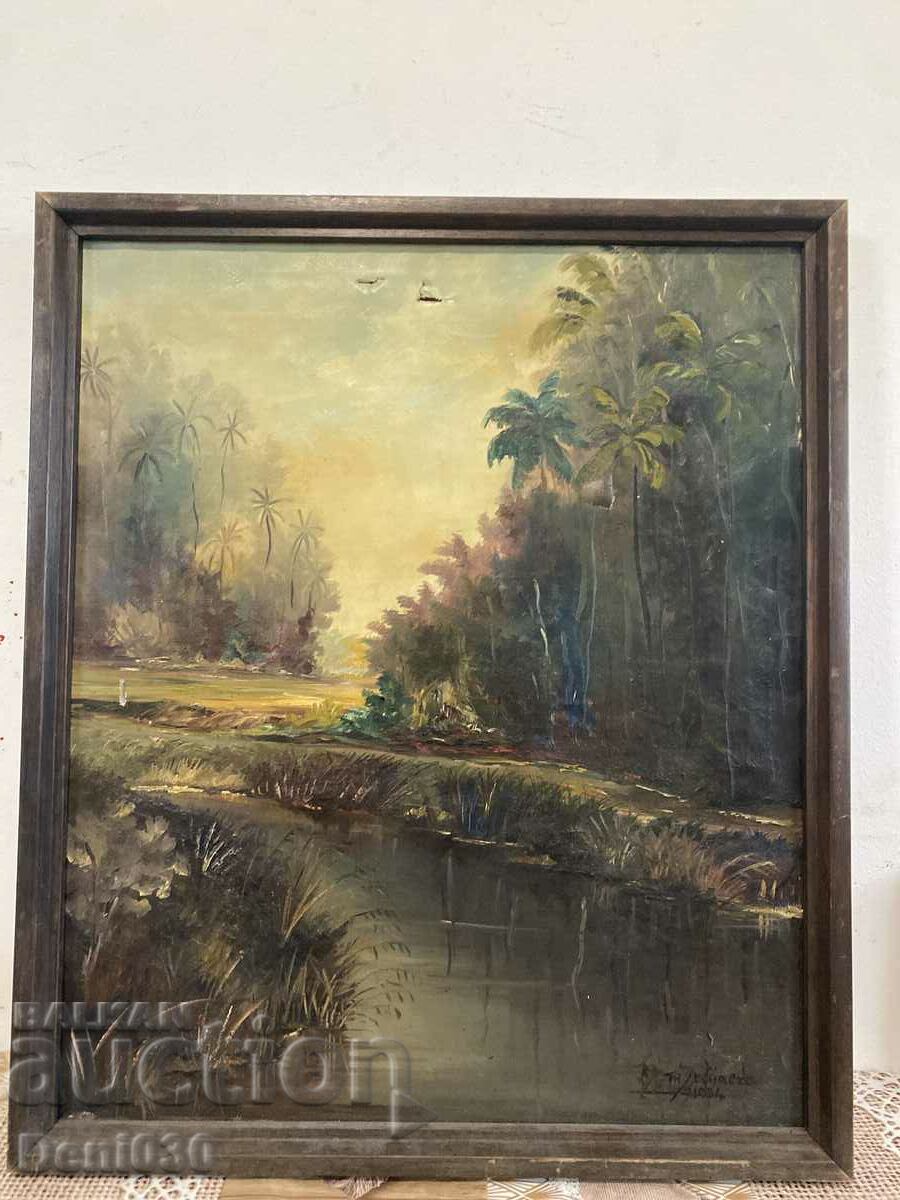 Unique old oil on canvas painting