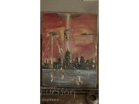 Oil Painting - Alien Invasion 40/30 Hood. Ann. Yordanov