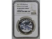 1 oz Silver $2 2011 NGC PF 68 - Year of the Rabbit