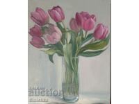 Flowers. Tulips. Painting, oil.