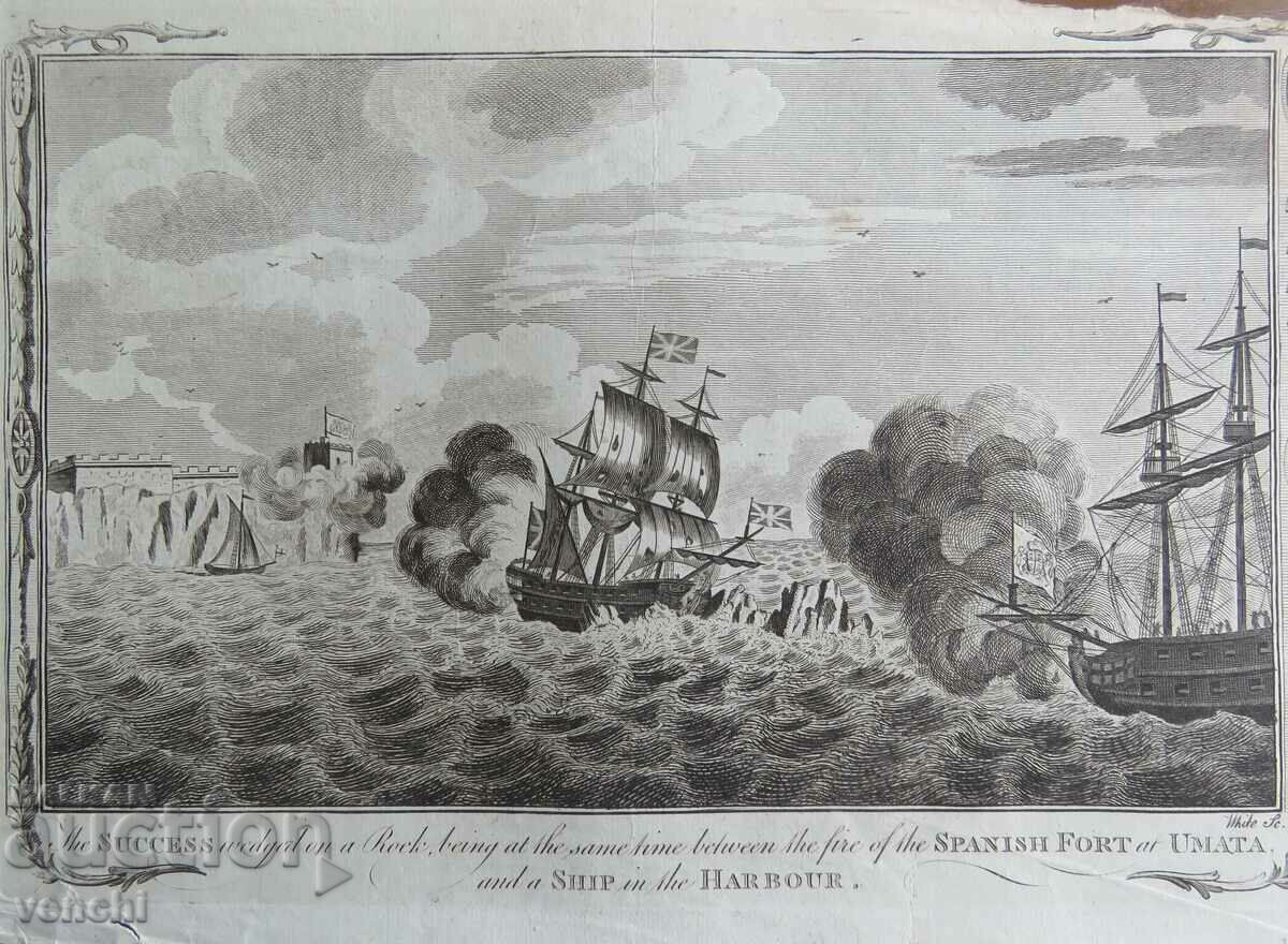 1778 - ENGRAVING - PIRATE, SPANISH FORTRESS - ORIGINAL with price 49.99 BGN | € 25.56 1778 - ENGRAVING - PIRATE, SPANISH FORTRESS - ORIGINAL with price 49.99 BGN | € 25.56