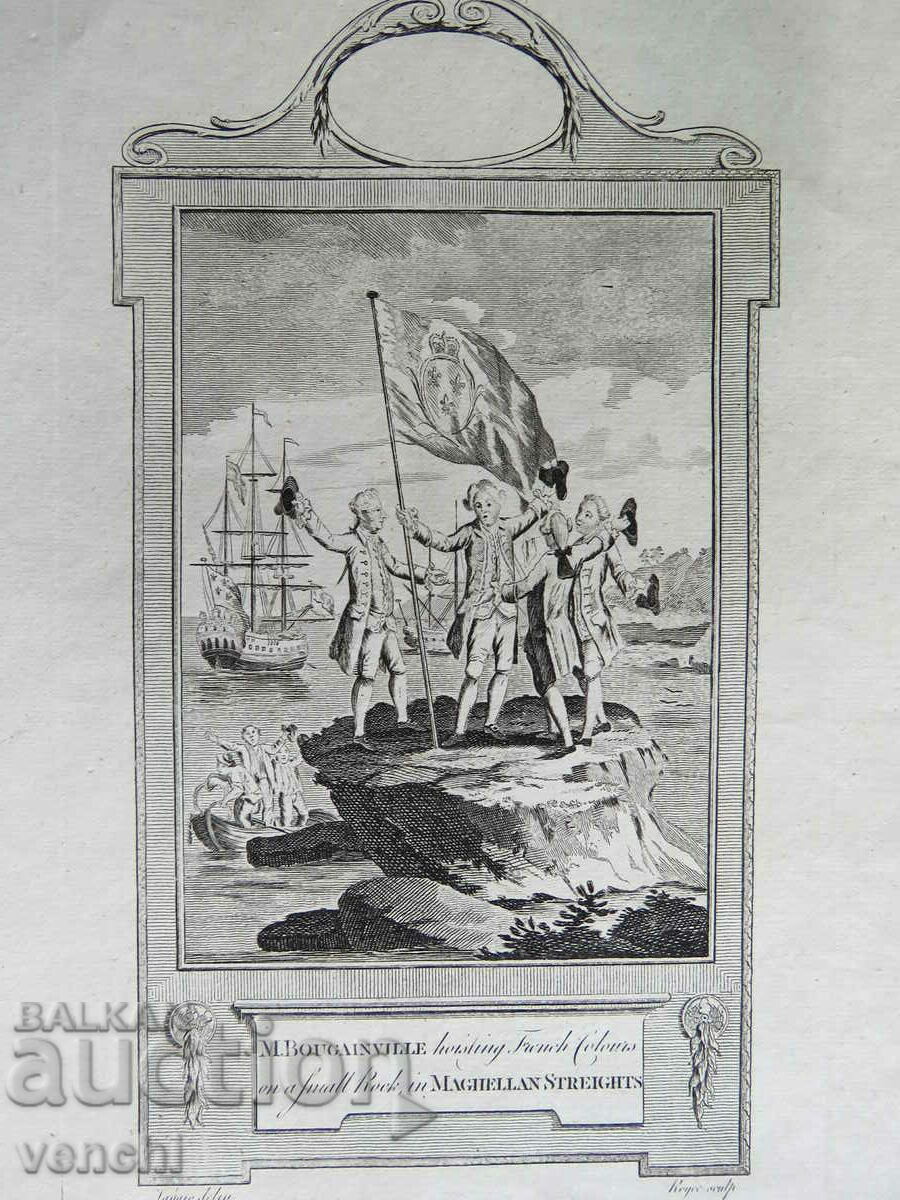 1780 - ENGRAVING - BOUGAINVILLE, STRAIT OF MAGELLAN - ORIGINAL