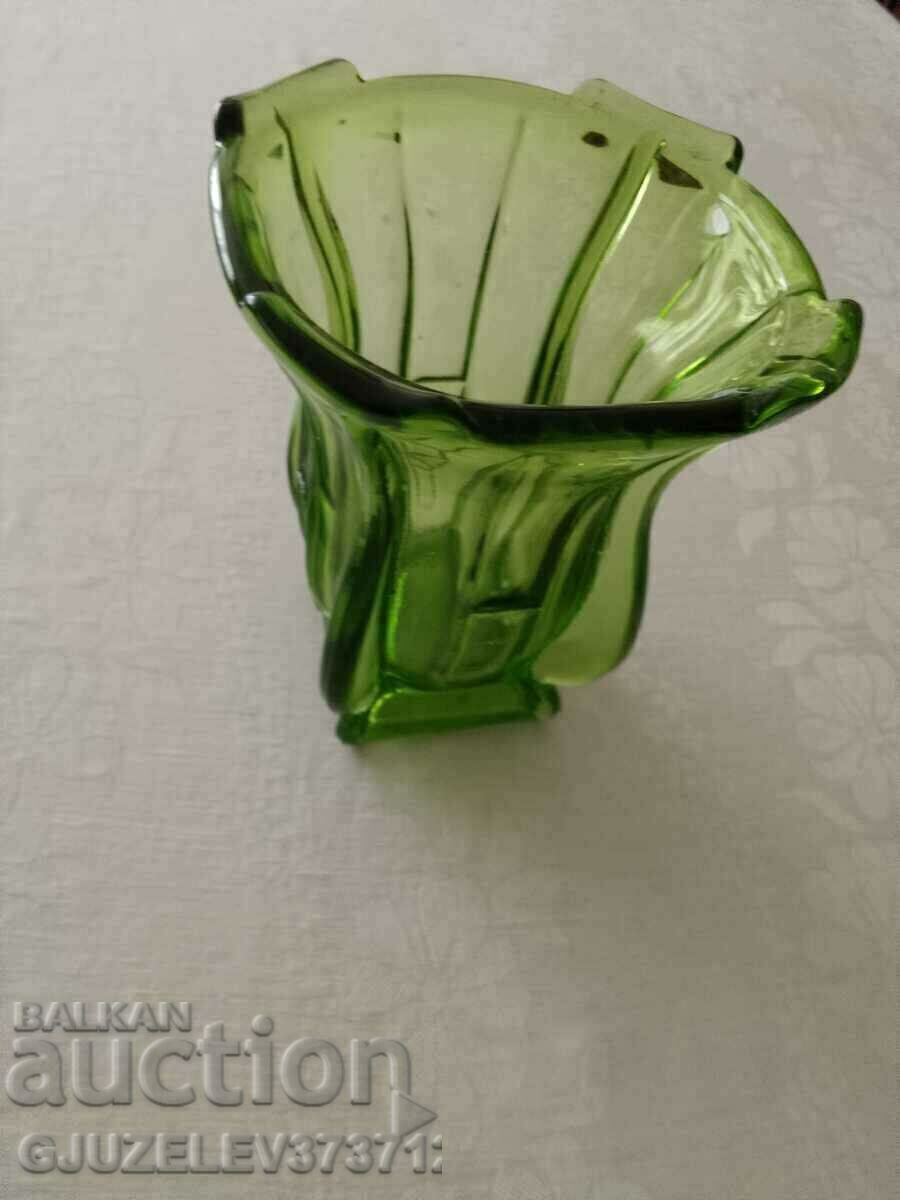 Vase Art Deco green glass - 1920-1930 - 7 Vase Art Deco green glass - 1920-1930 - 7