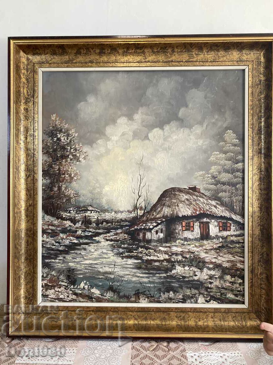 Beautiful old original oil on canvas painting