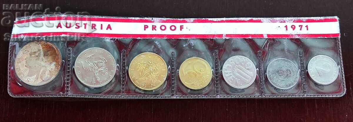 Σετ απόδειξης Ανταλλαγή νομισμάτων 1971 Αυστρία